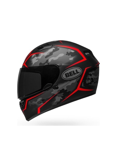 Bell Qualifier Stealth Camo Kapalı Kask (Mat Siyah-Kırmızı)