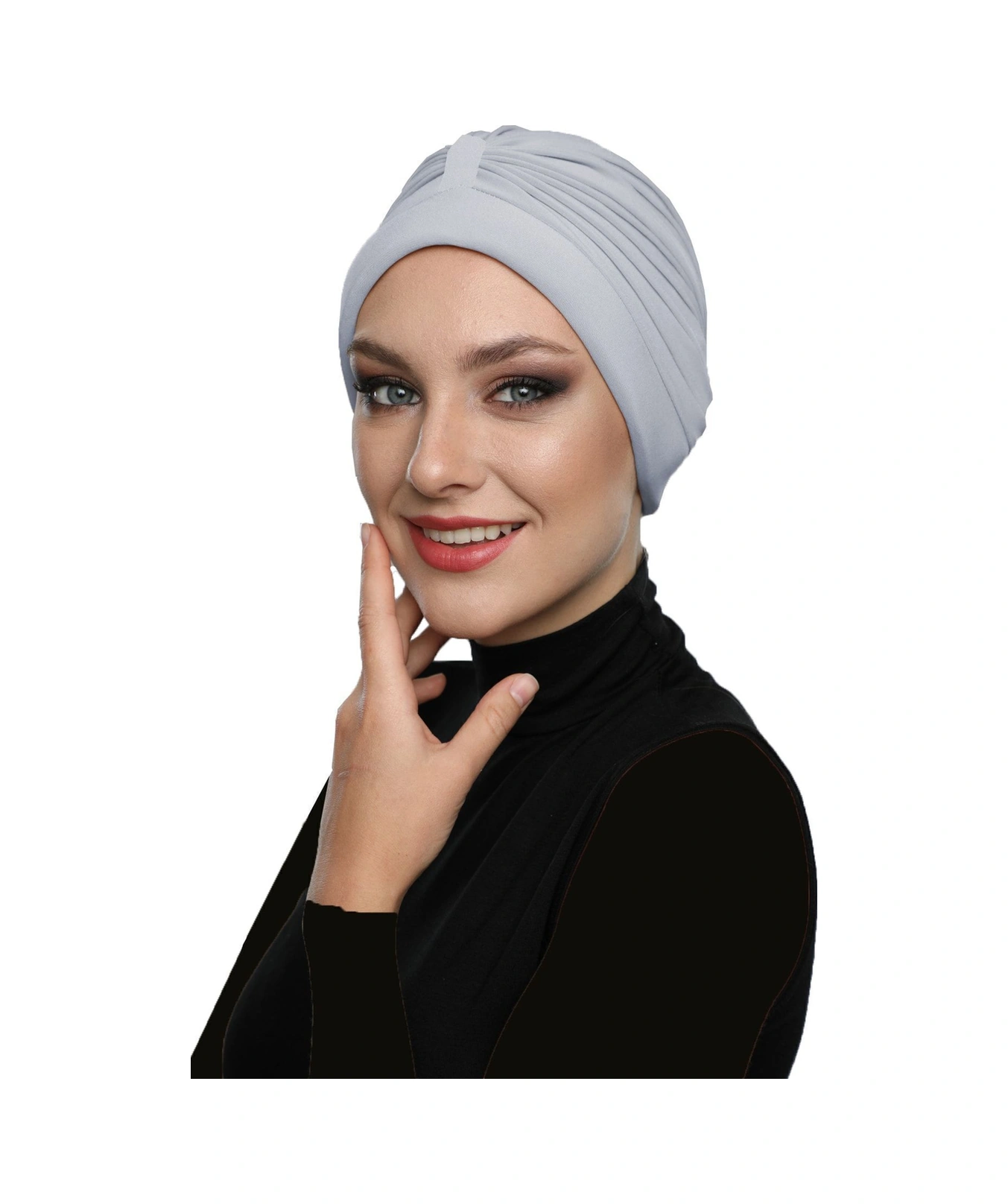 Elysianfidan Bantlı Ön Ve Ensesi Bantlı Nervürlü Açık Gri Süngerli Hazır Türban Tesettür Bone Havuz Bonesi Açık Gri