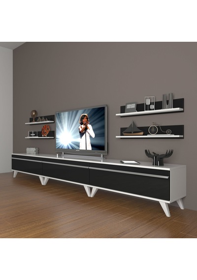Decoraktiv Eko 270r Mdf Retro Tv Ünitesi Tv Sehpası Beyaz - Siyah