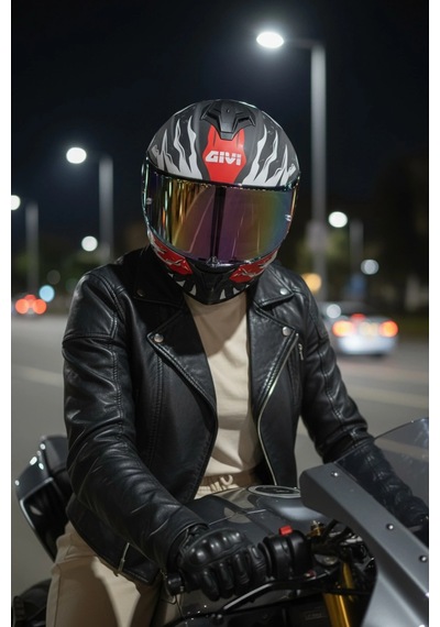 Gıvı 50.x Sharkbıte Mat Beyaz  1 Renkli 1 Şeffaf Vizörlü Motosiklet Kask İridyum Vizör + Şeffaf
