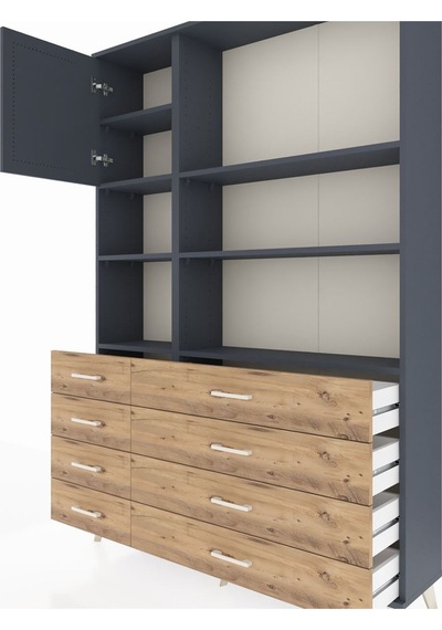 Arges Dolap 7 Raflı 8 Çekmeceli Tek Kapaklı 132x30x195 Antra... Antrasit Arges Dolap 7 Raflı 8 Çekmeceli Tek Kapaklı 132x30x195 Antra... Antrasit