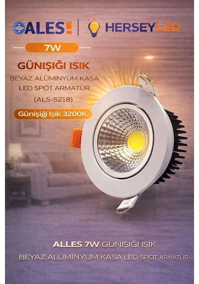 Alles 7w Günışığı Işık Beyaz Aliminyum Kasa Led Spot Armatur Als-5218 Als-5218 Gün Işığı