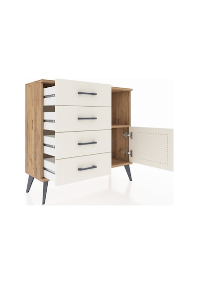 Arges Şifonyer Tek Raflı 4 Çekmeceli Tek Kapaklı 88x30x80 Çam-aytaşı Aytaşı