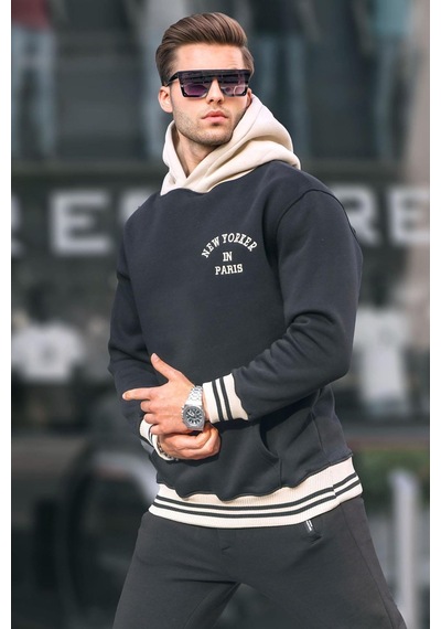 Madmext Siyah Oversize Kapüşonlu Sweatshirt 6139-siyah Siyah