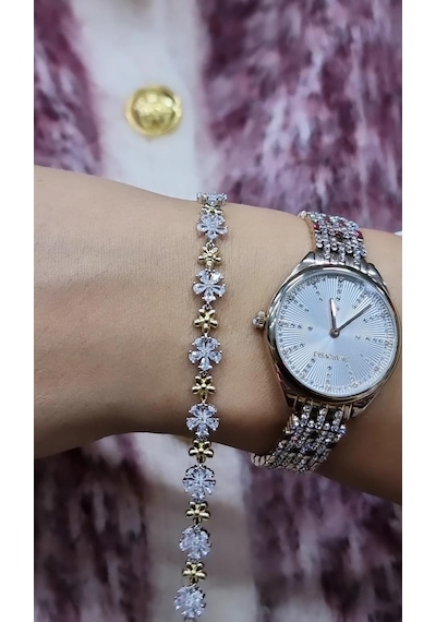 İthal Çiçekli Flower Fancy Kesim Gümüş Bileklik-8120