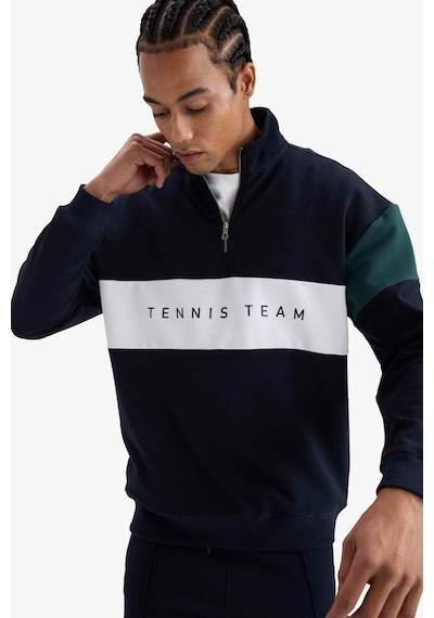 Defacto Defactofit Boxy Fit Dik Yaka Yarım Fermuarlı Sporcu Sweatshirt F0199ax25aunv253 Lacivert