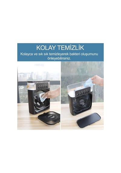 Taşınabilir Işıklı 5 Spreyli Vantilatör Buzlu Buharlı Vantilatör Mini Fan Nemlendirici Diğer