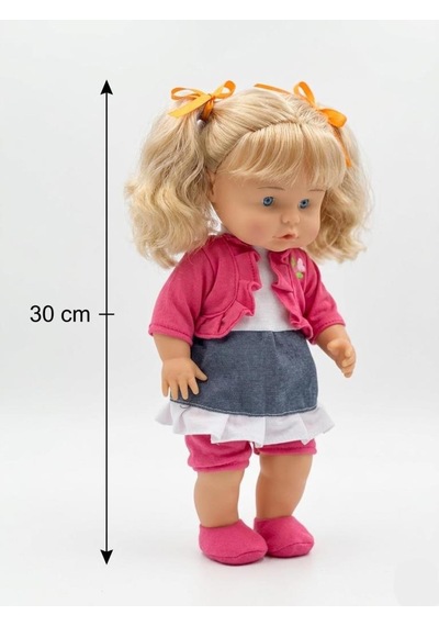 Sevimli Hanım Kız 30cm Kolları Ve Bacakları Hareket Eden Elbiseli Ve Aksesuarlı Oyuncak Et Bebek 1