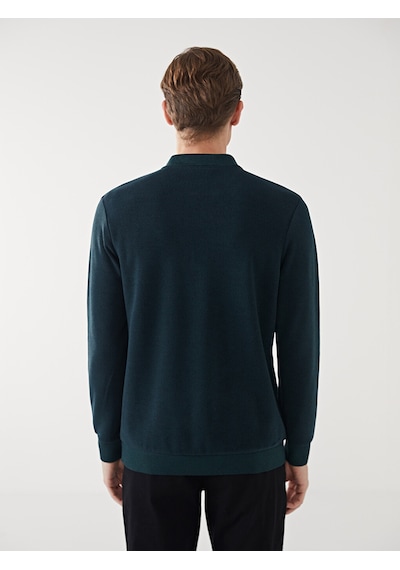 Lcwaıkıkı Classic Yeşil Polo Yaka Uzun Kollu Erkek Sweatshirt