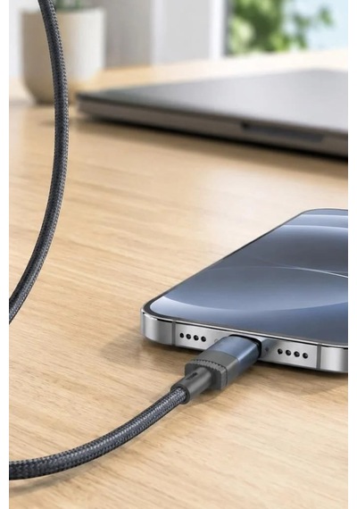 Ofis Cep Telefonu Teknoloji Şarj Kablosu Type-c To Lightning Data Kablo U18 Siyah