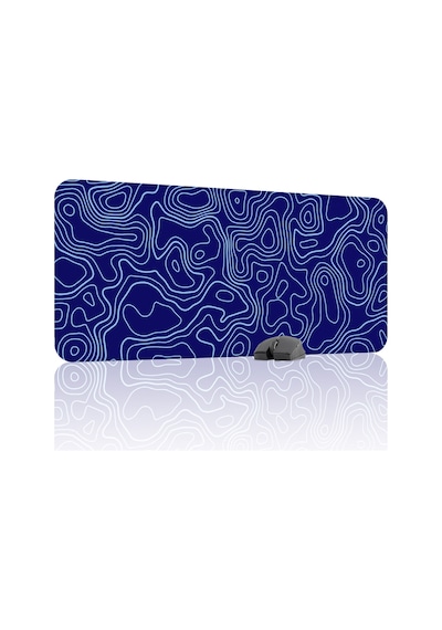 Mavi Lacivert 90x40 Xxl Taraftar Gaming Oyuncu Mouse Pad Kaymaz Taban Büyük Fare Altlığı Topography