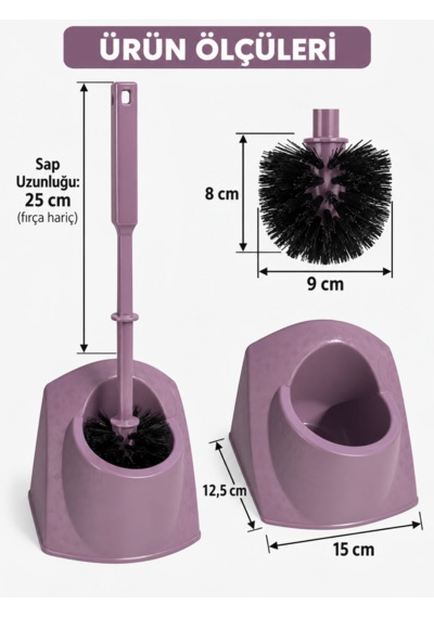 Beylini Tuvalet Klozet Fırçası Seti Wc Banyo Temizlik Fırçası Ve Kabı Mor