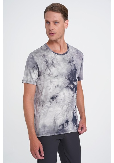 Efor Comfort Fit Bisiklet Yaka Batik Desen Kısa Kol Lacivert Tişört Ts 914 Lacivert