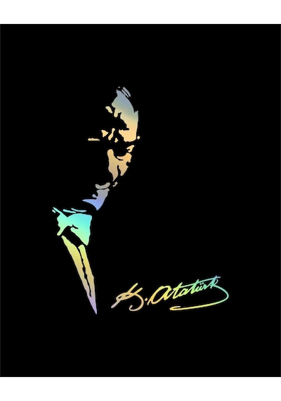 Sticker Usta Atatürk Mustafa Kemal Ve Imza Sticker 00627 Beyaz 20x15 M