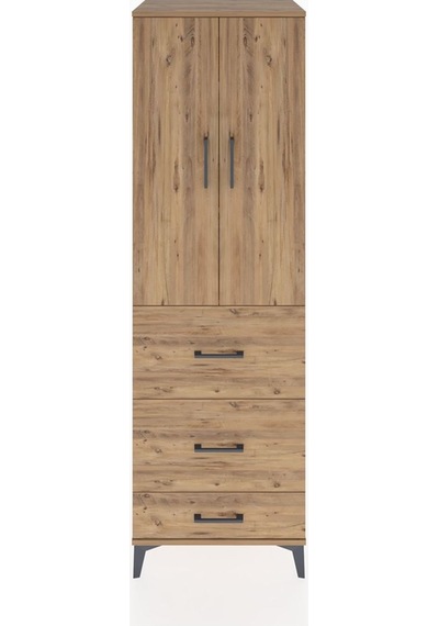 Hyperion Dolap 3 Raflı 3 Çekmeceli 2 Kapaklı 60x44x195 Çam-çam Çam