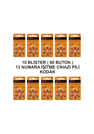 Kodak 13 Numara 10 Paket Kodak İşitme Cihazı Pili