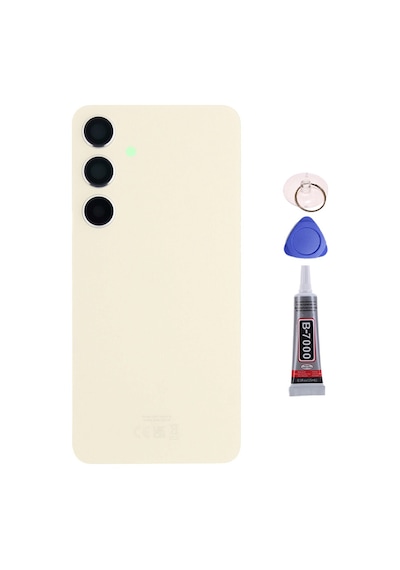 Samsung S24 Plus Sarı Uyumlu Arka Kapak Batarya Kapağı Pil Kapağı Yapışkan Ve Sökme Aparatıyla Beraber Full Set Sarı