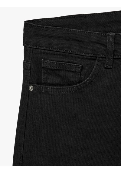 Koton Pamuklu Normal Bel Cepli Straight Fit Jean Pantolon - Mark Jean Siyah 7wam40236nd