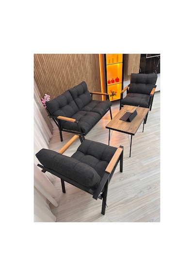 Houseart Menekşe Balkon, Bahçe,teras,cafe - Salon - Metal Kanepe Koltuk Takımı - 2 1 1 Sehpa Antrasit Houseart Menekşe Balkon, Bahçe,teras,cafe - Salon - Metal Kanepe Koltuk Takımı - 2 1 1 Sehpa Antrasit