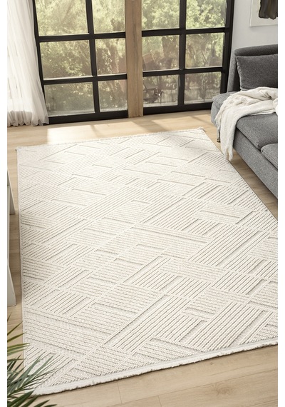 Fizy Beyaz Halı Loop Sisal Halı Modern Dokuma Oturma Odası Salon Halısı 13791a Beyaz