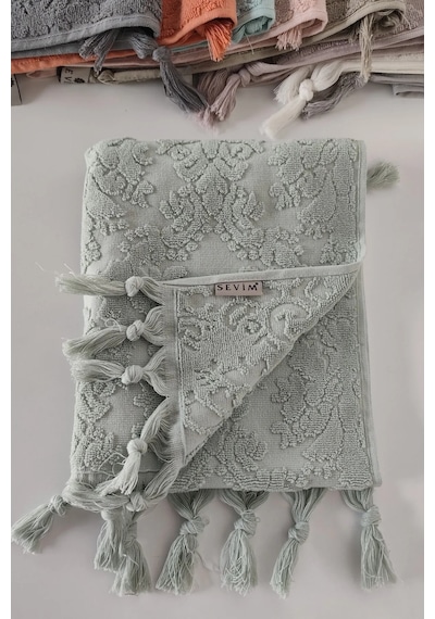 Otantik Saçaklı El Havlusu 50x85 Cm - %100 Pamuk - Açık Yeşil - Yumuşak Ve Su Emici Acıkyesıl Açık Yeşil