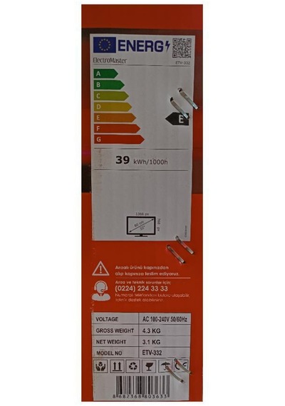 Electromaster ETV-332 32" 82 Ekran Uydu Alıcılı HD Ready Led TV