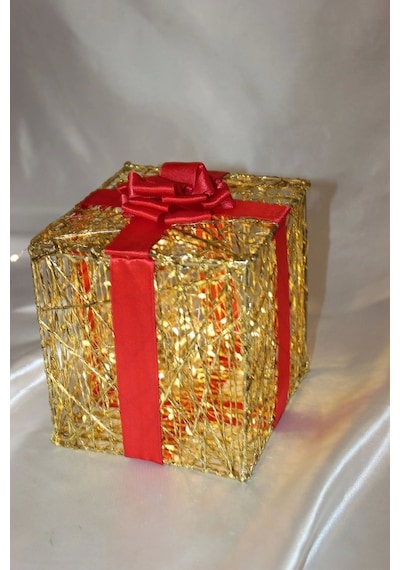Noel Led Işıklı Hediye Kutusu Paketi Yılbaşı Gold 15 15 15