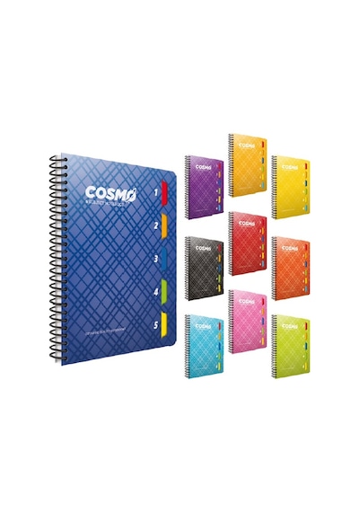 Cosmo 5 Ayraçlı 17x24 CM Pp Kapak 150 Yp Kareli Spiralli Defter
