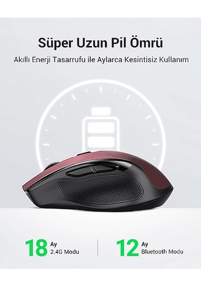 Ugreen 25752 4.000 DPI Ergonomik Sessiz Kablosuz Optik Mouse