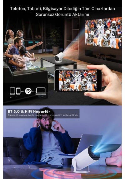 Hy300 Mini Projeksiyon 4k Destekli - Android Wifi Bluetooth
