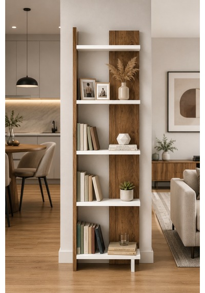 Andes Ceviz Renk Dekoratif Kitaplık Ve Çok Amaçlı Raf Ünitesi Modern Salon Kitaplığı Açık Raf Sistemi Ceviz Beyaz Andes Ceviz Renk Dekoratif Kitaplık Ve Çok Amaçlı Raf Ünitesi Modern Salon Kitaplığı Açık Raf Sistemi Ceviz Beyaz