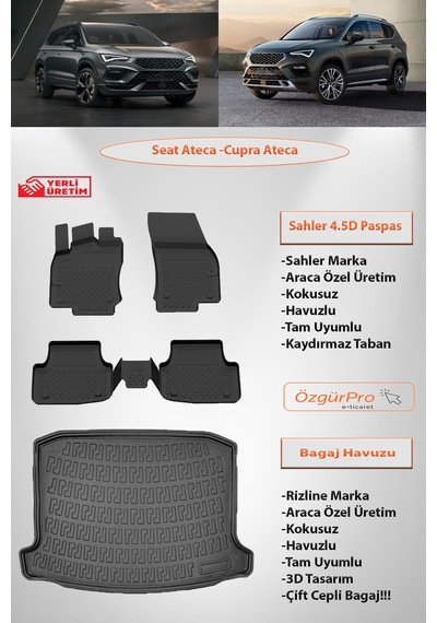 Sahler Cupra Ateca-seat Ateca 4.5d Paspas 3d Rizline Bagaj Havuzu Set