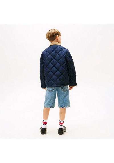 Tommy Hilfiger Contrast Collar Quilted Relaxed Çocuk Lacivert Ceket Kb0kb09814 Mavi