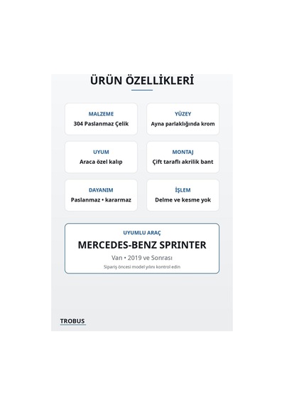 Mercedes-benz Sprinter 2019 Ve Sonrası Uyumlu Krom Cam Çıtası 4 Parça Paslanmaz Çelik