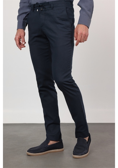 İmza Lacivert Yan Cep Keten Slim Fit Keten Karışımlı Jogger Pantolon 1003260169