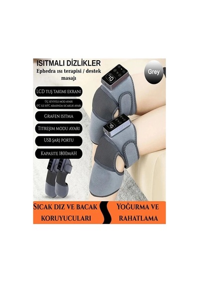 2 Adet Şarjlı Isıtmalı Diz Masaj Aleti Titreşimli Fizyoterapi Dizlik Diz Omuz Kol Bacak Sarı