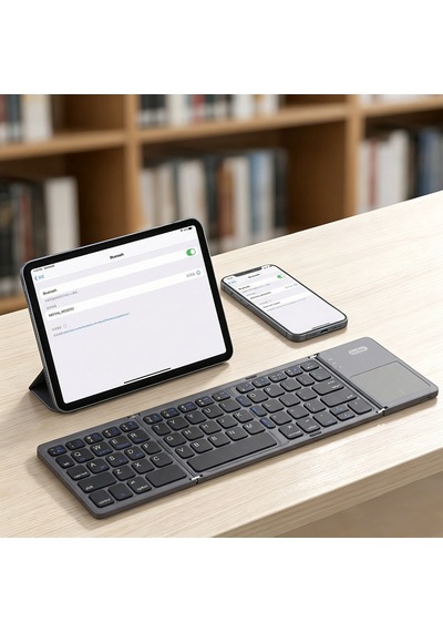 Go Des Gd-kb328 Sessiz Tuş Tasarım Touch Pad Özellikli Katlanabilir Bluetooth Kablosuz Klavye Siyah