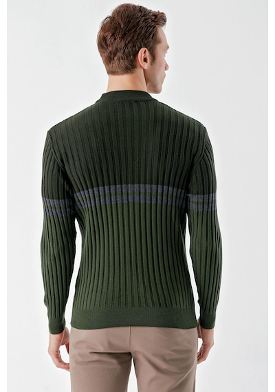 Morven Erkek Haki Trend Panolu Bato Yaka Dynamic Fit Rahat Kesim Triko 24kc017013710 Haki