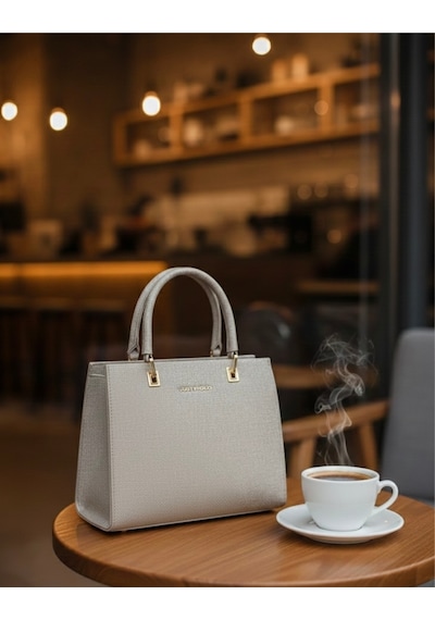Just Polo Kadın Orijinal Lüks El Ve Omuz Çantası Minimal & Prestij Tasarım Ebat: 25 X 21 Cm Taş