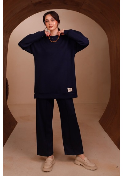 Balenbi Kadın Oysh Modal Kumaş Oversize 80 Cm Tunik Bol Paça Pantolon Tesettür Takım 1228 Lacivert Balenbi Kadın Oysh Modal Kumaş Oversize 80 Cm Tunik Bol Paça Pantolon Tesettür Takım 1228 Lacivert