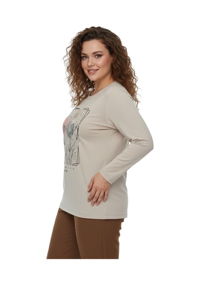 Baglan Kadın Pano Baskılı Bluz Bgl-st05072 Taş