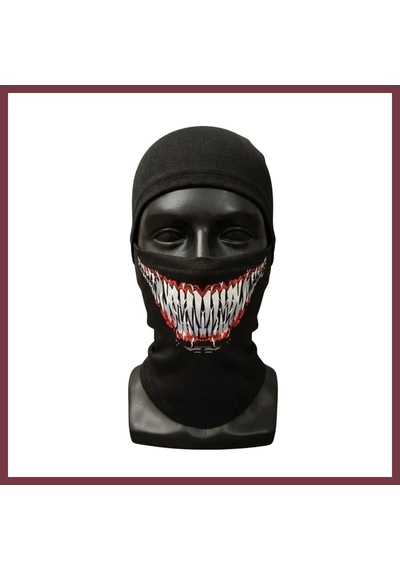 Storeşahin Unisex Tam Yüz Balaklava Diş Desenli Kışlık Maske Nefes Alan Esnek Kask Altı Boyunluk Yumuşak Viskoz Shn0720 Siyah