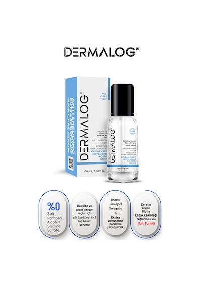 Dermalog Extra Direnç Pürüzsüzleştirici Hızlı Saç Uzatma Serumu - (Biotin, Keratin, Argan, Kabak Çekirdeği Yağı) 100 ML
