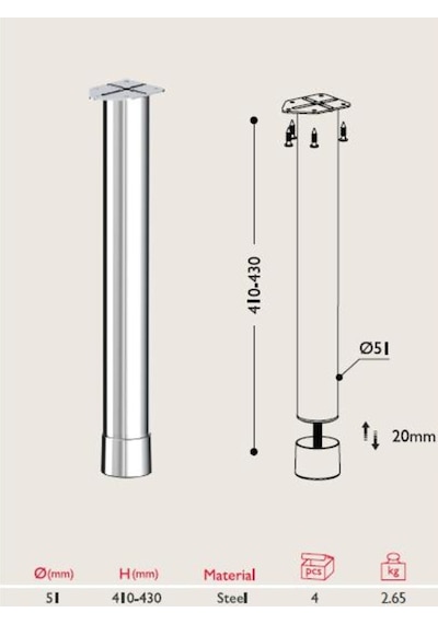 Gürçayhırdavat Sehpa Ayağı 13.851 - 51Mm (4 Adet)