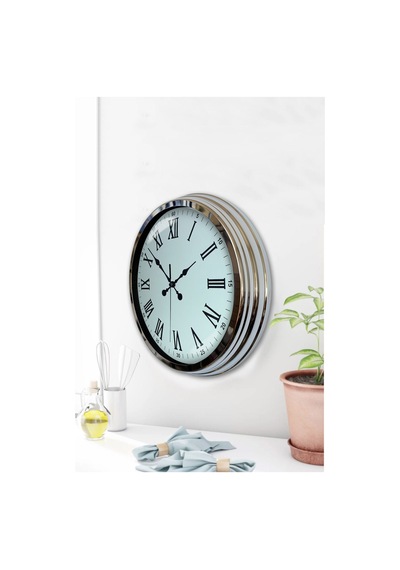 River World Duvar Saati Roma Rakamlı Metal Modern Krom 40 Cm Çok Renkli