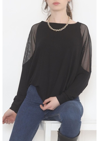 Bensu Store - Kolları Fileli Bluz Siyah - 1745.1095. 001
