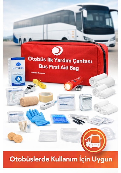 Otobüs İlk Yardım Çantası Tüvtürk Muayene Uyumlu Trafik Yönetmeliğine Uygun 35 Parça