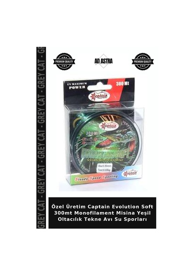 Özel Üretim Captain Evolution Soft 300mt Monofilament Misina Yeşil Oltacılık Tekne Avı Su Sporları 0.35 mm