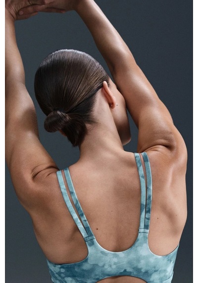 Nike Zenvy Light-support Padded Printed Womens Bra Desenli Kadın Sporcu Sütyeni Mavi