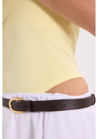Tudors Kadın Slim Fit Dar Kesim Askılı Kare Yaka Sırtı Açık Sandy Kumaş Çıtçıtlı Sarı Body-51247